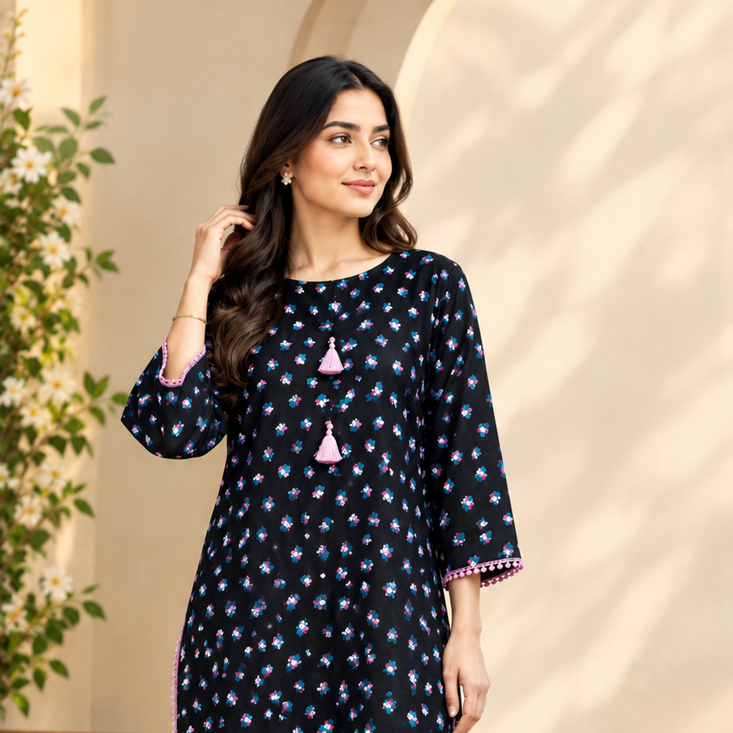 Midnight Floral Silk 2-piece outfit