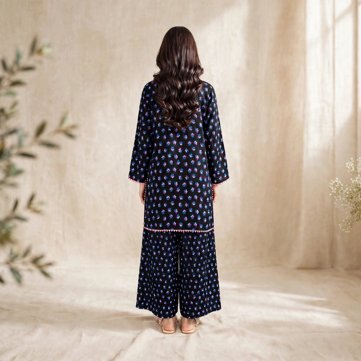 Midnight Floral Silk 2-piece outfit - Image 9