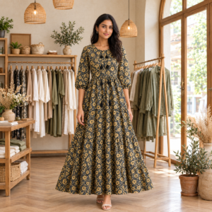 Mustard Yellow Floral Silk Maxi Dress