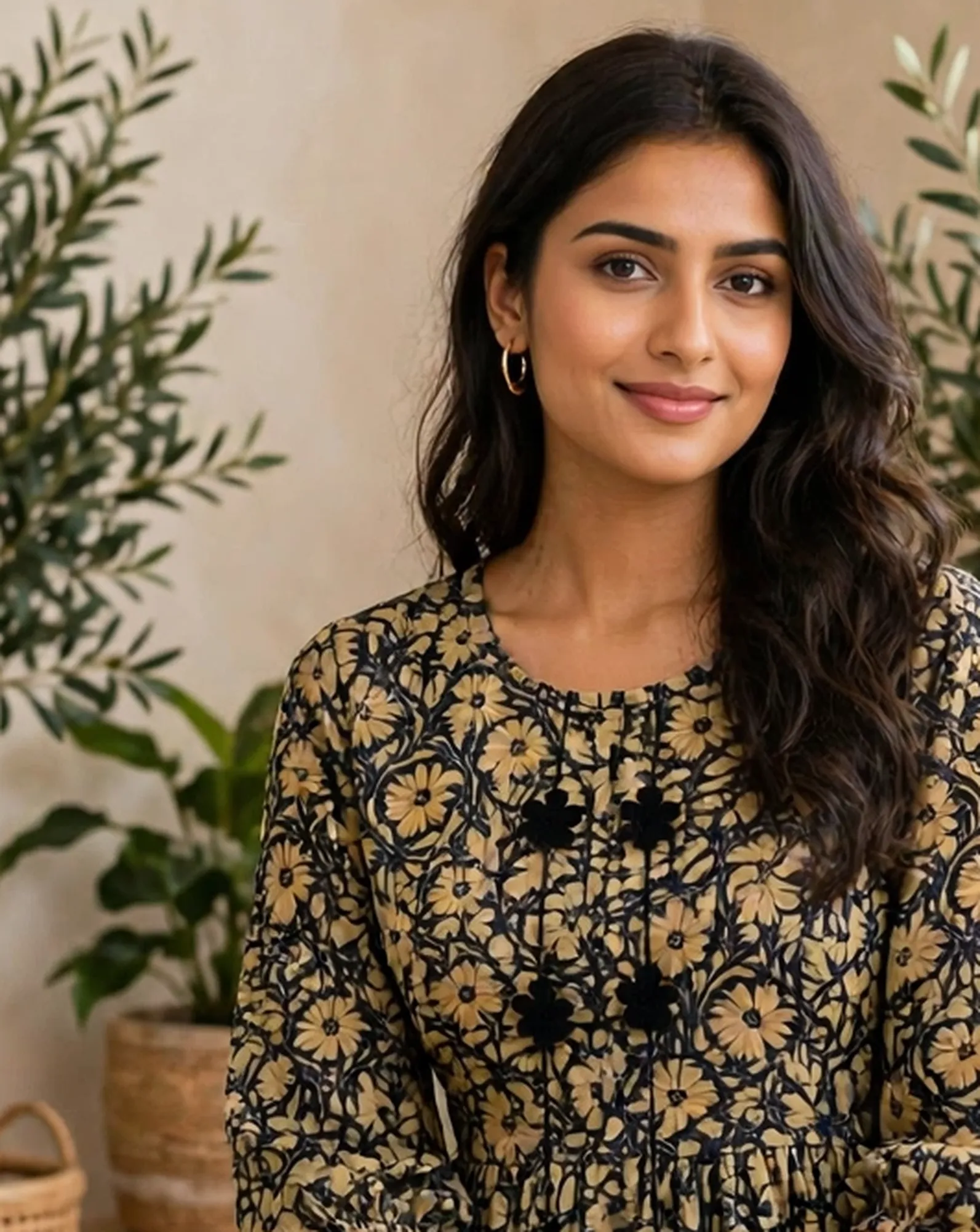Mustard Yellow Floral Silk Maxi Dress - Image 4