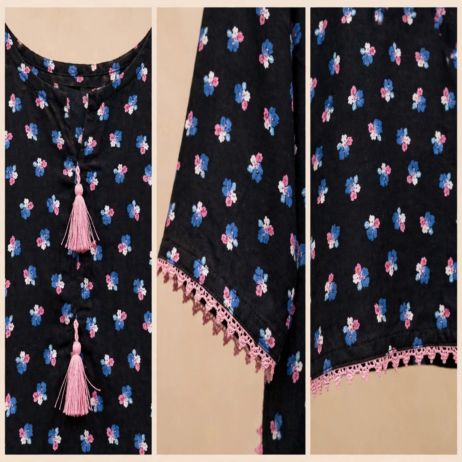 Midnight Floral Silk 2-piece outfit - Image 4