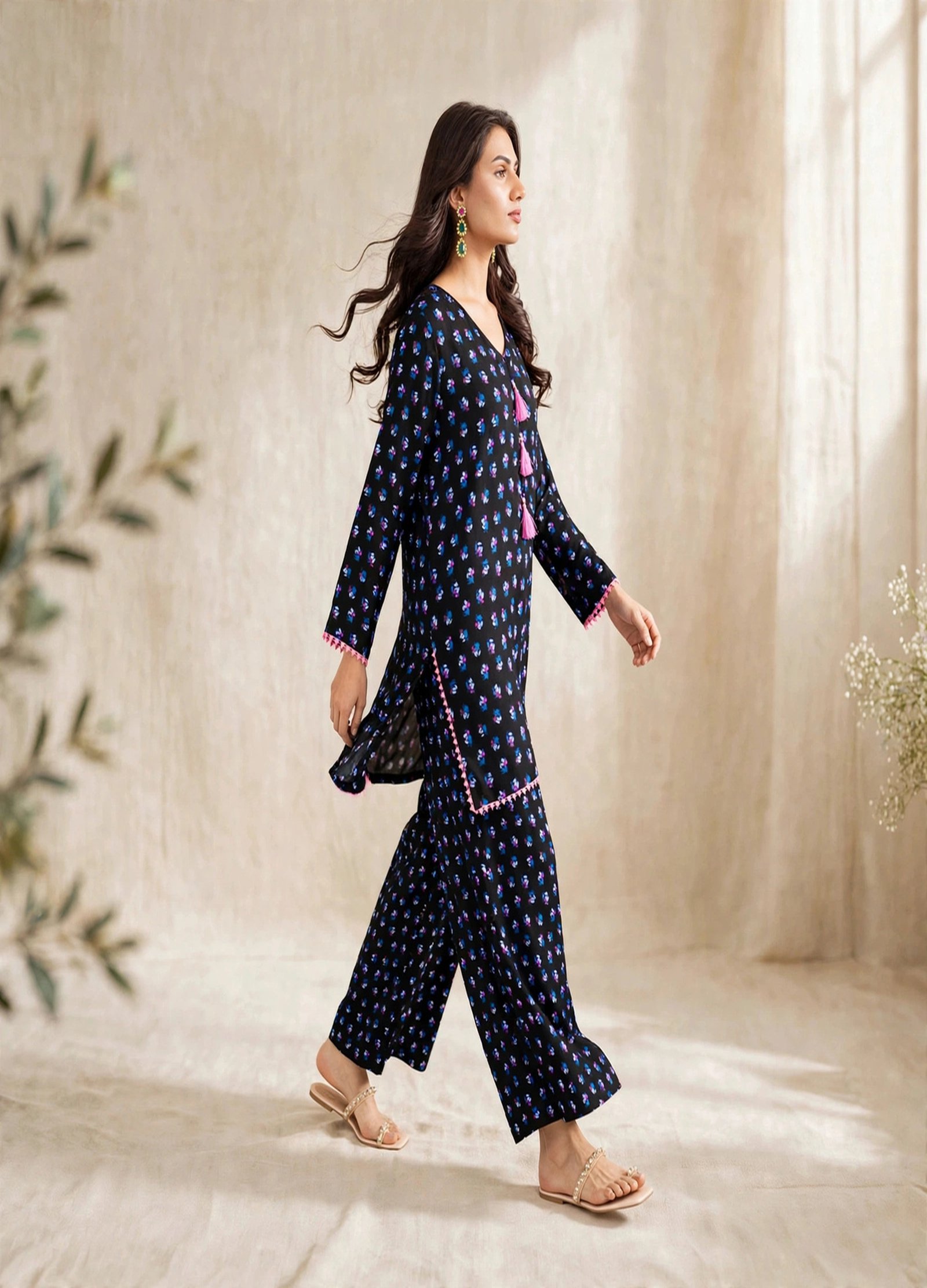 Midnight Floral Silk 2-piece outfit - Image 8