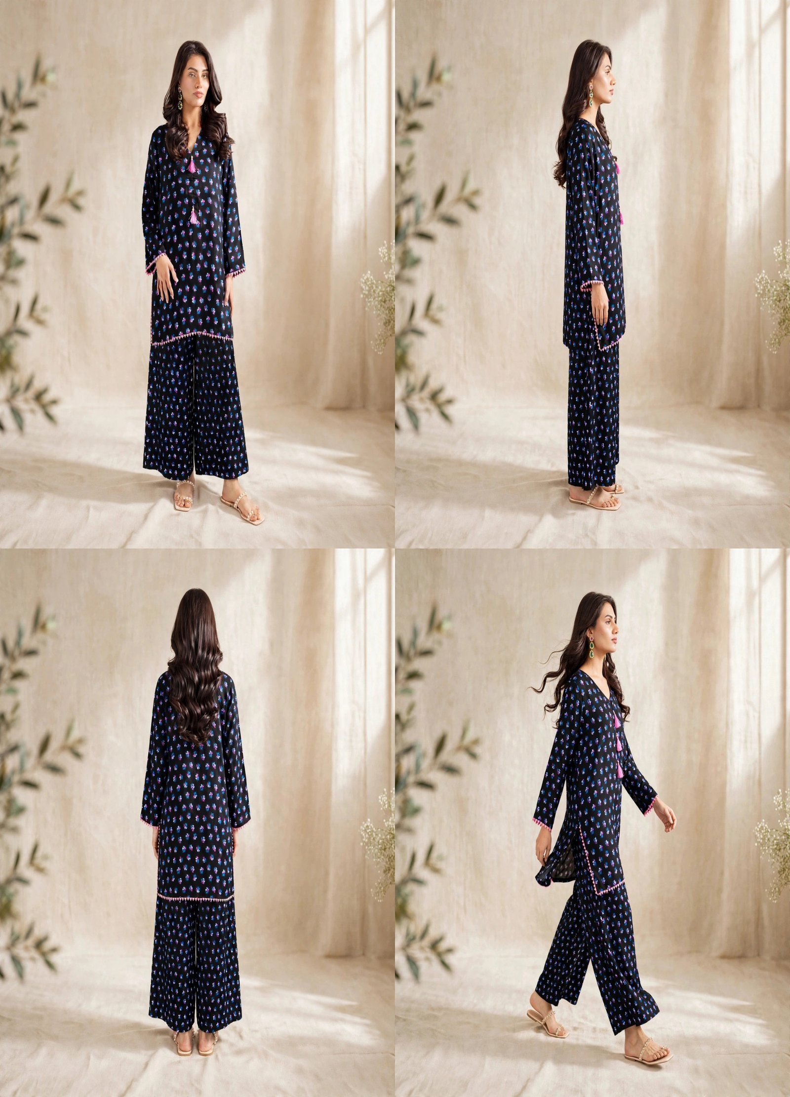 Midnight Floral Silk 2-piece outfit - Image 10